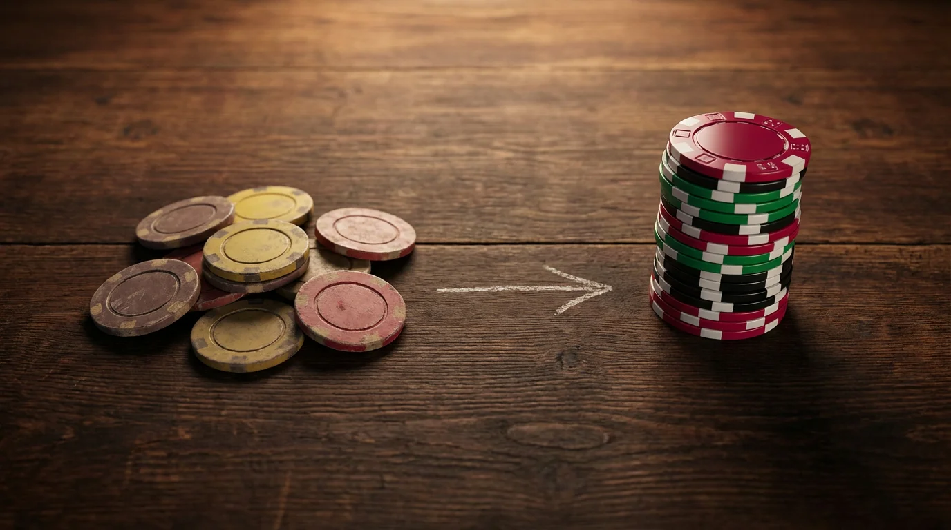 Casino bonus history UK — vintage and modern casino chips side by side on a timeline