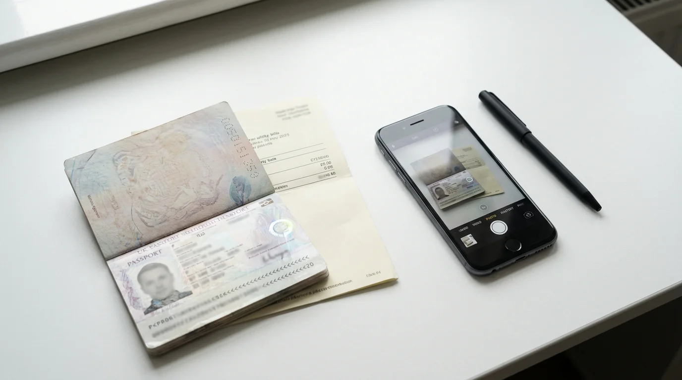 KYC verification at UK casinos — passport and utility bill on a desk ready for identity check