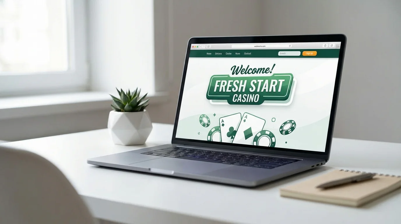 New casino sites with no deposit bonus UK — freshly opened online casino homepage on a laptop