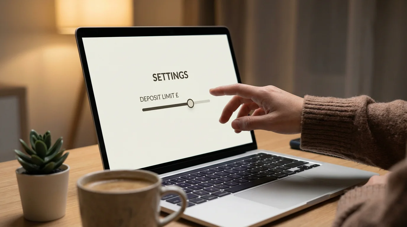 Responsible gambling tools UK — hand setting a deposit limit on a casino account screen