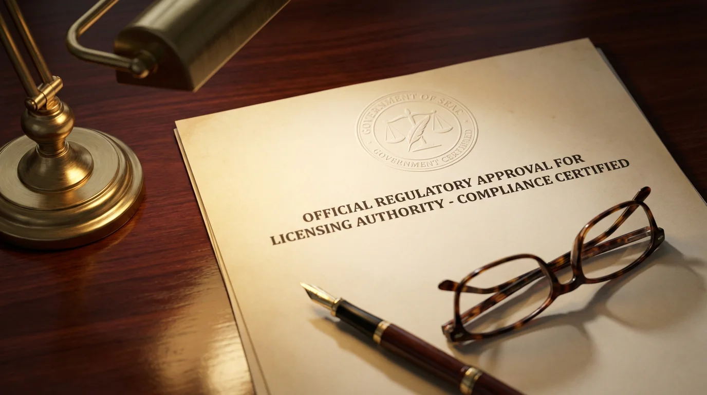 UKGC regulation and player protection — close-up of a UK Gambling Commission licence document on a desk